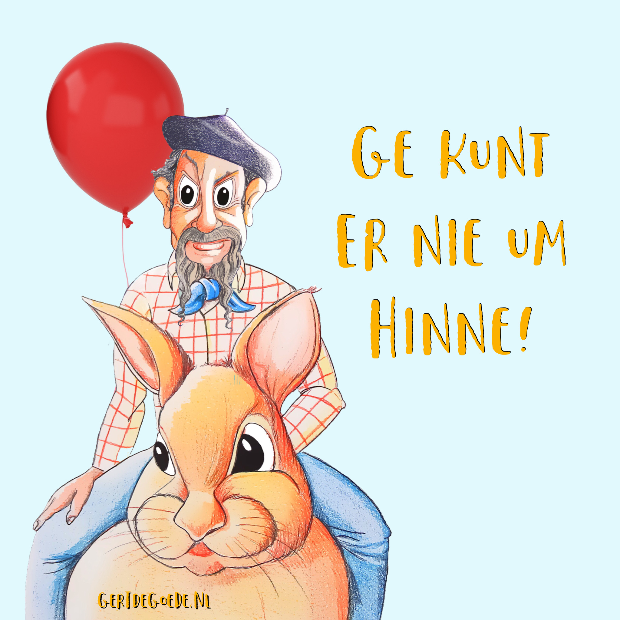 ilja Gort over de Grens konijn cowboy wijn ballon ge kunt er niet um hinne uden carnaval 2020 cartoon comic 