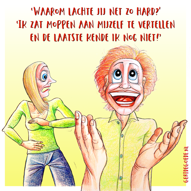 Cartoon Gert de Goede Udens Weekblad grappig gag humor moppen mopje Uden Noord Brabant Maashorst gemeente lol
