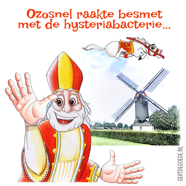 Sinterklaas sint nicolaas cartoon vrolijk Udens Weekblad Maashorst cartoons Gert de Goede Ozosnel paard