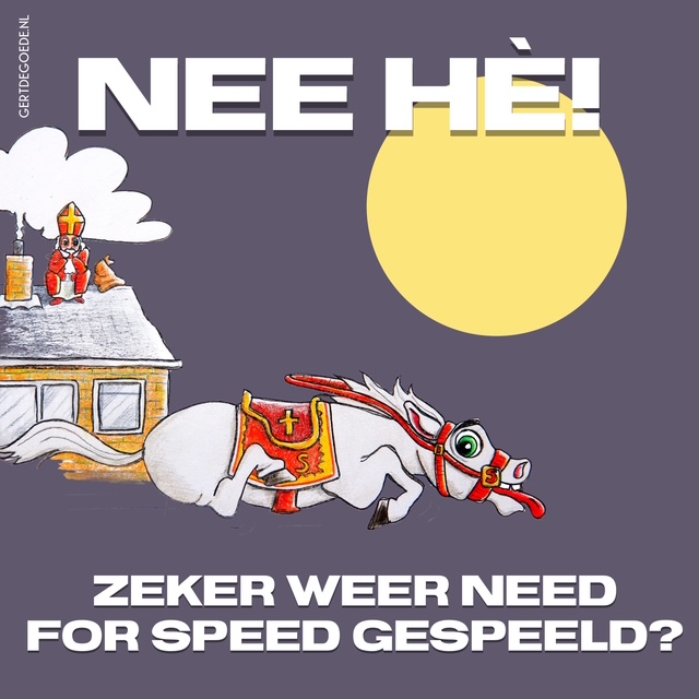 Sinterklaas sint nicolaas cartoon vrolijk Udens Weekblad Maashorst cartoons Gert de Goede ozosnel paard need for speed gameboy wii
