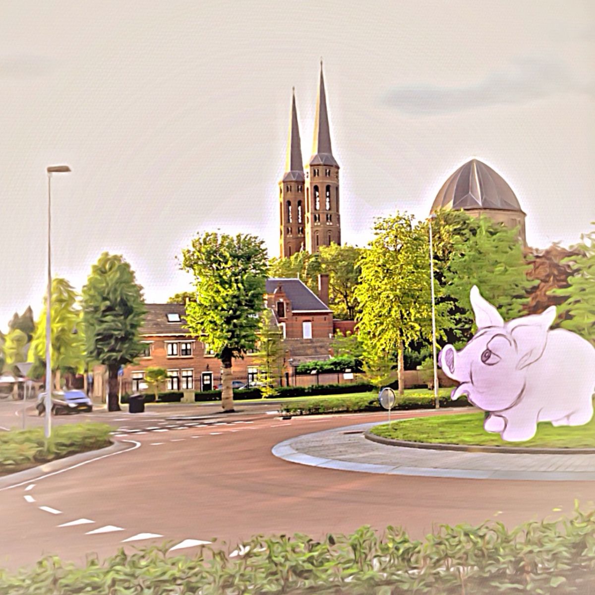 Een knoeris op de rotonde bij de Petruskerk in Uden. Door Gert de Goede de Goede